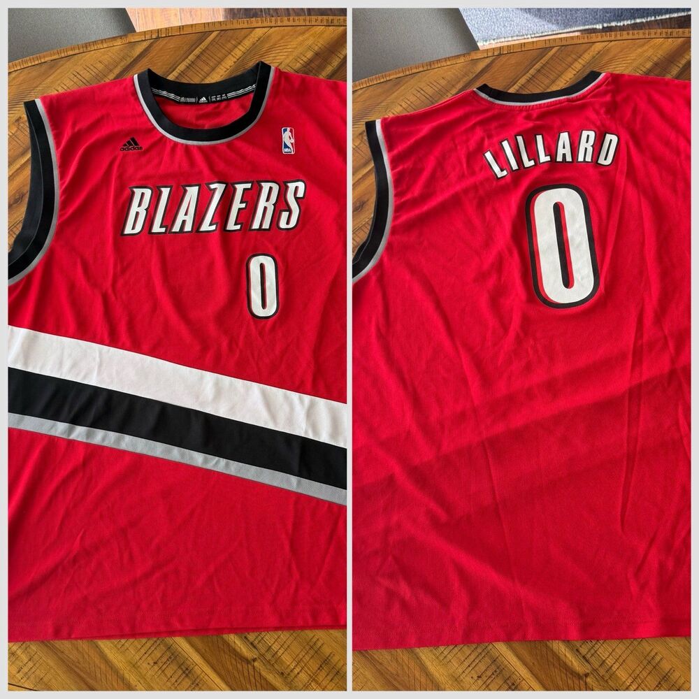 Adidas NBA Portland Trail Blazers Damian Lillard #0 Alternate Jersey Men XL Y2K